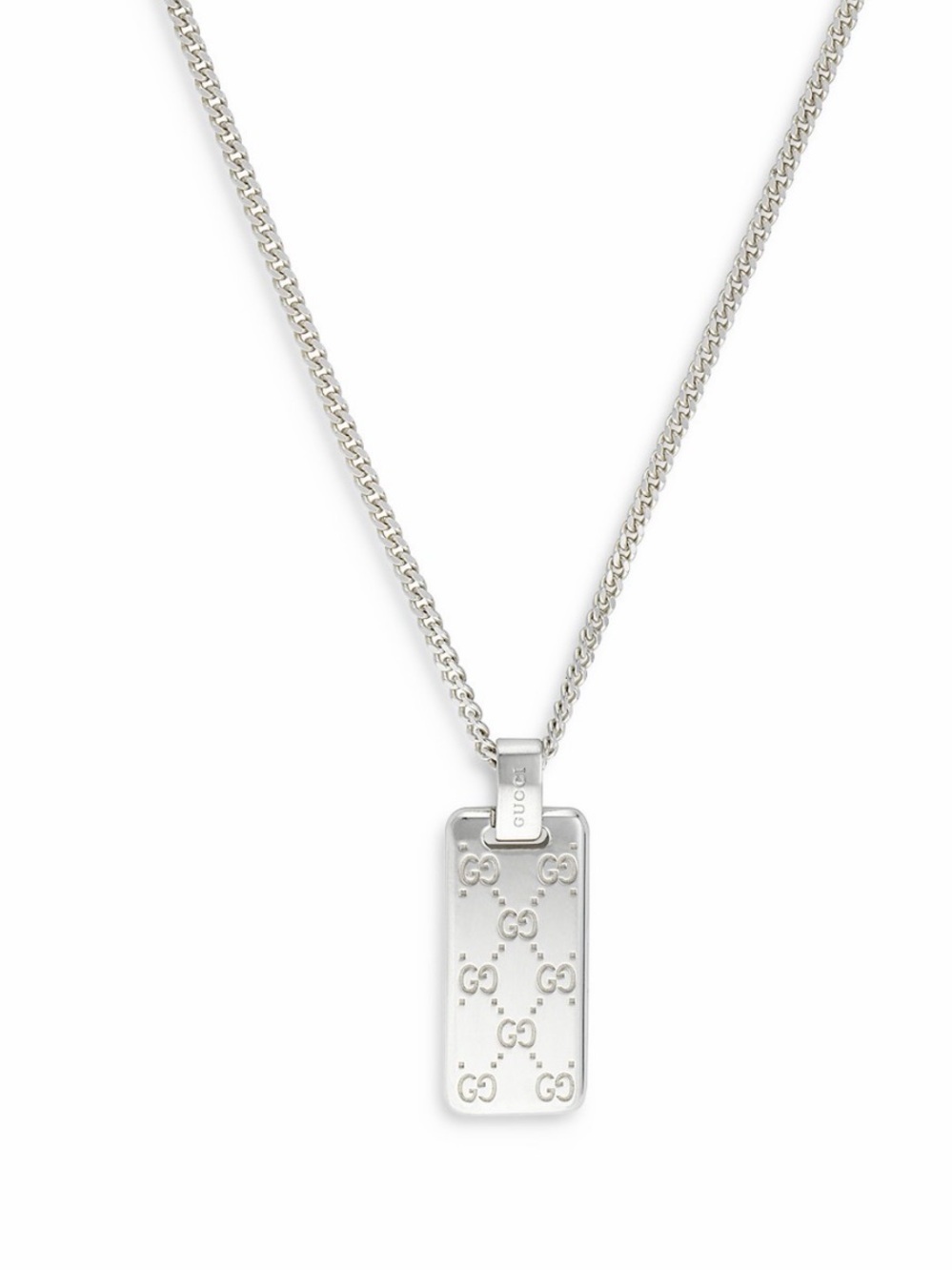 Gucci
Sterling Silver Gucci Signature Logo Dog Tag Pendant
Necklace, 19.5-21.6"
